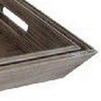 Angled Edge Wooden Tray with Cutout Handles, Set of 2, Distressed Brown - BM233459