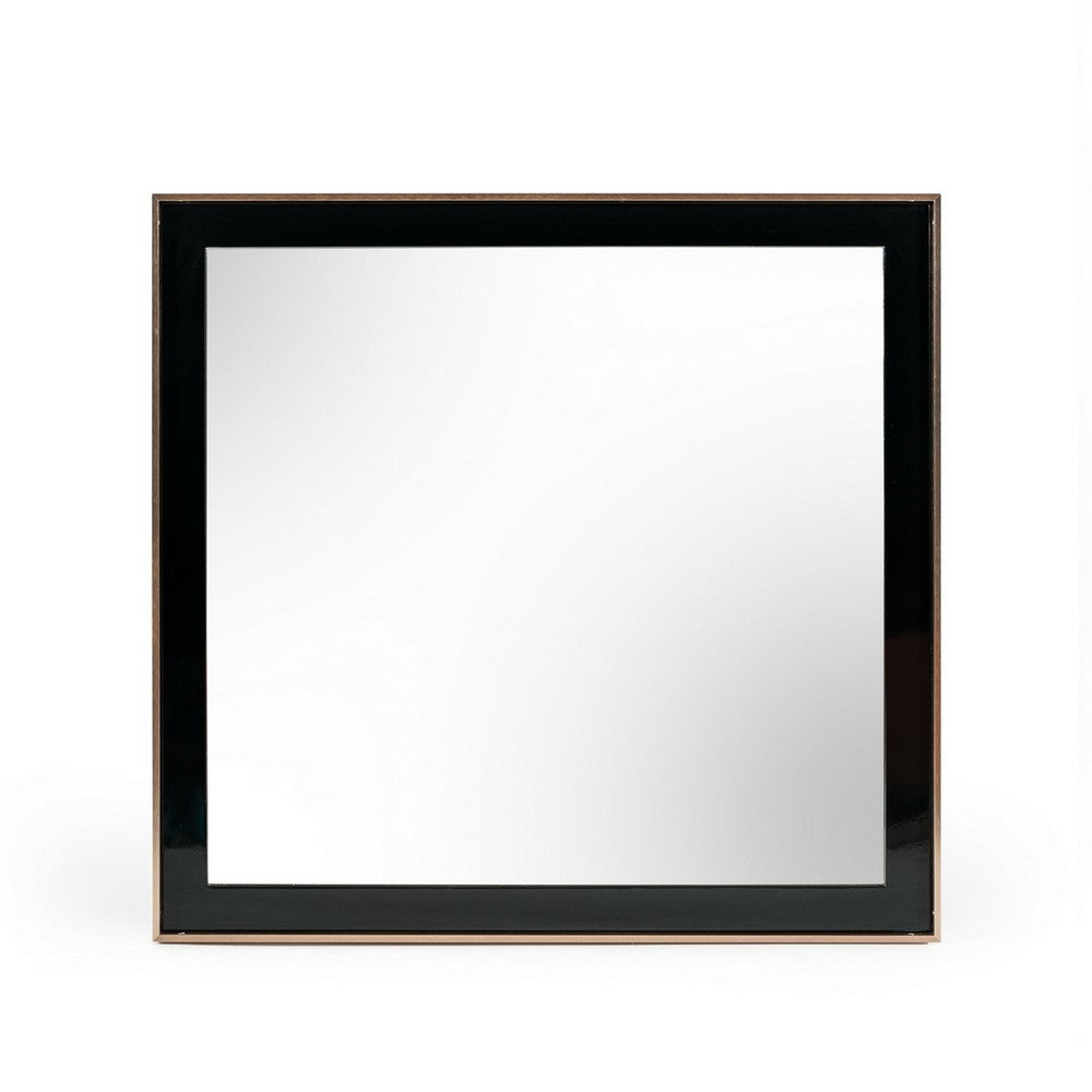 Dual Tone Stainless Steel Frame Wall Mirror, Black and Gold - BM233590