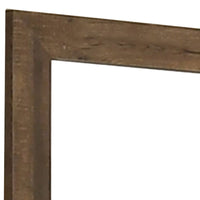 39 Inch Square Wooden Frame Rustic Mirror, Walnut - BM233728