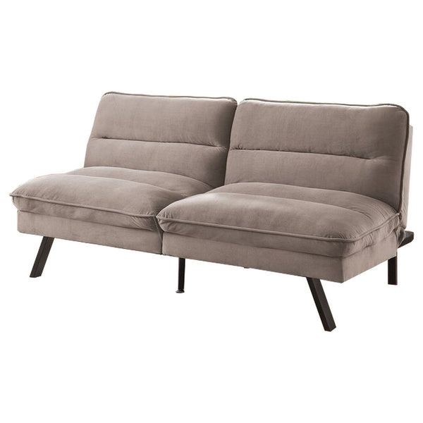 Fabric Futon Sofa with Split Back and Angled Legs, Gray - BM233787