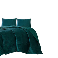 Bann 3 Piece King Quilt Set with Geometric Design, Green - BM233899