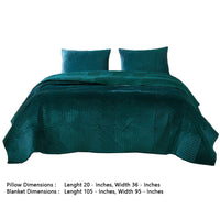 Bann 3 Piece King Quilt Set with Geometric Design, Green - BM233899