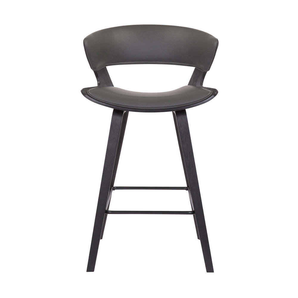 27 Inches Saddle Seat Leatherette Counter Stool, Gray - BM236364