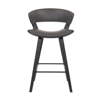 27 Inches Saddle Seat Leatherette Counter Stool, Gray - BM236364