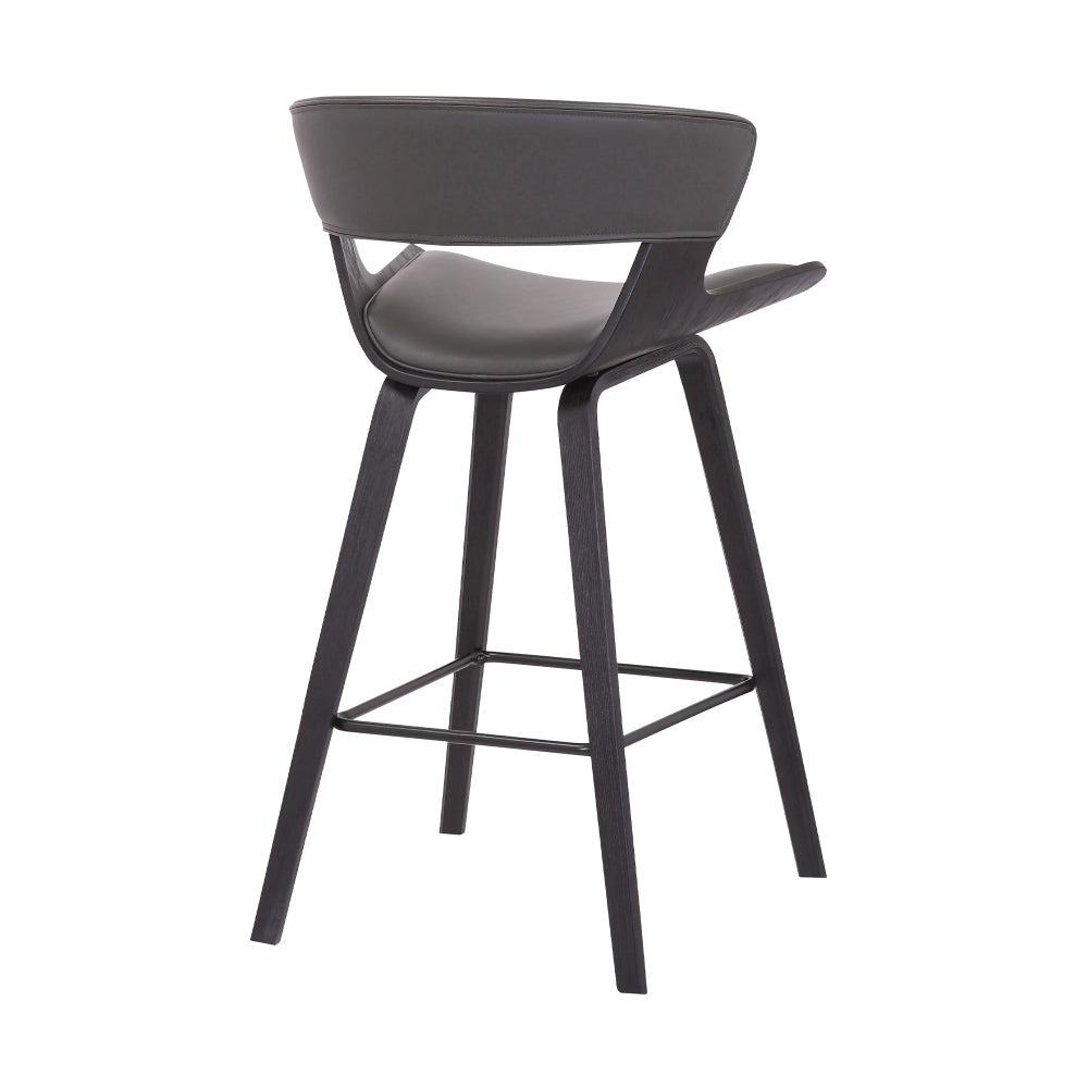27 Inches Saddle Seat Leatherette Counter Stool, Gray - BM236364
