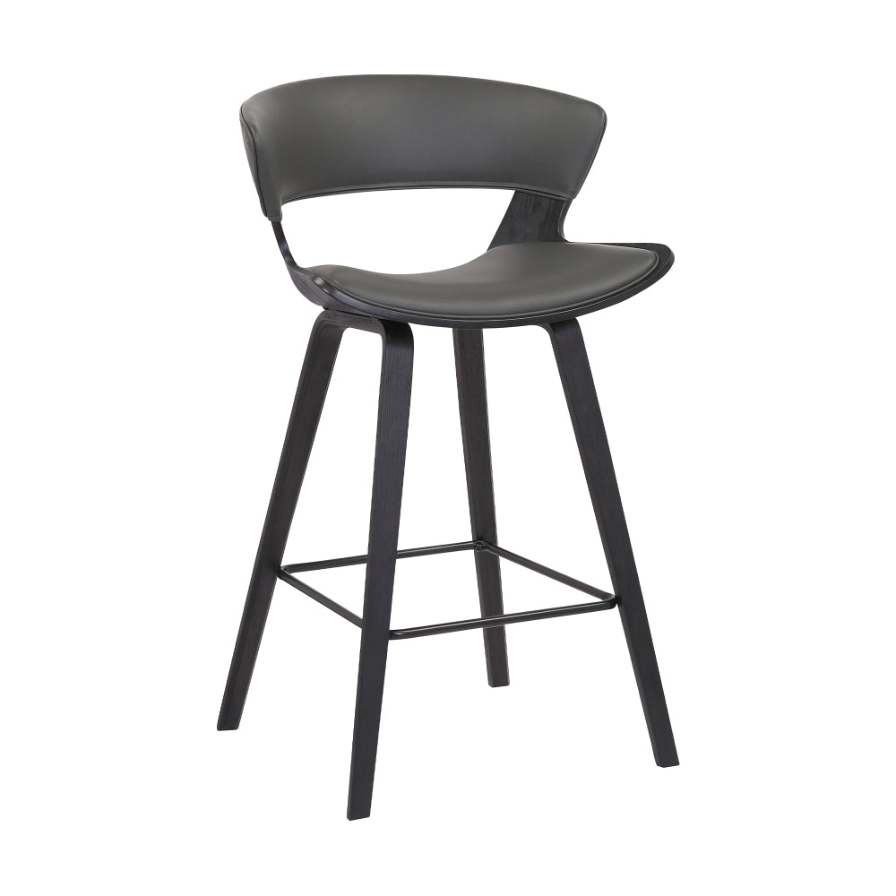27 Inches Saddle Seat Leatherette Counter Stool, Gray - BM236364