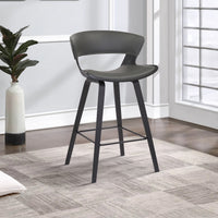 27 Inches Saddle Seat Leatherette Counter Stool, Gray - BM236364