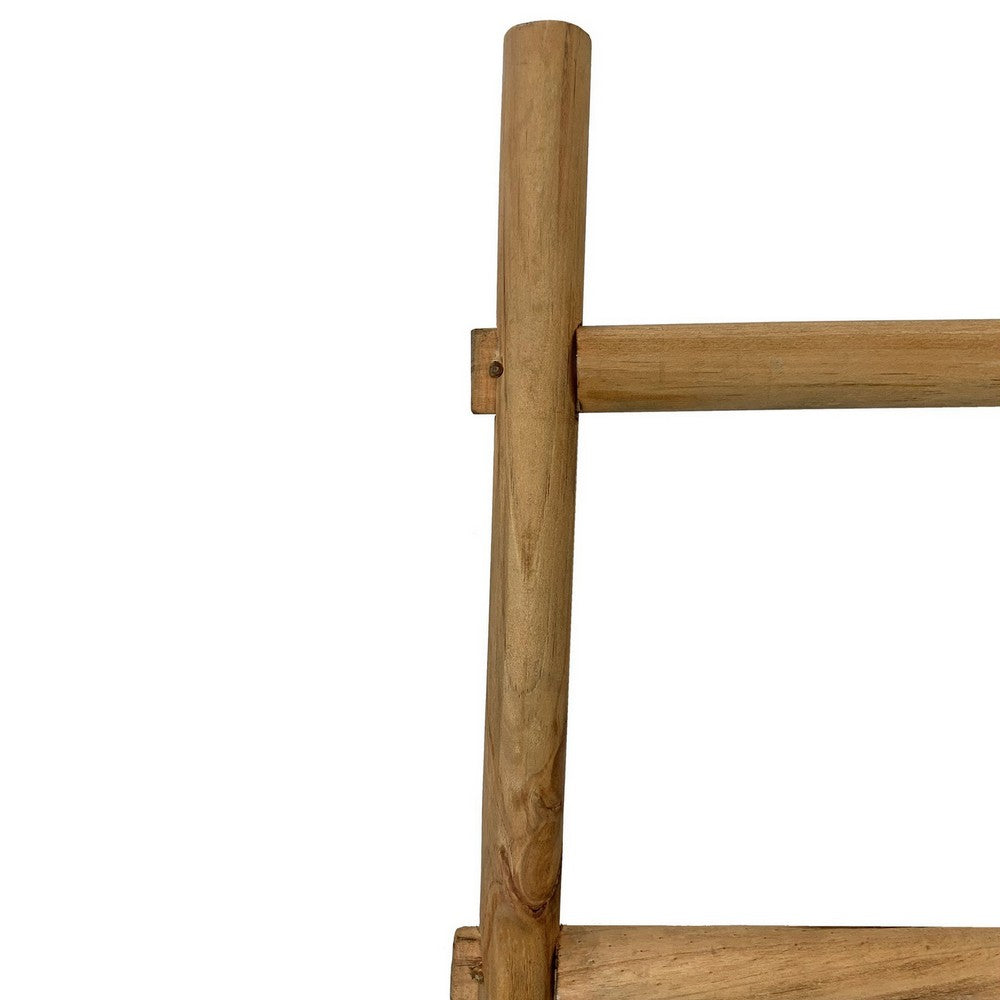 59 Inch Wooden Decorative Ladder with 5 Steps, Brown - BM238296