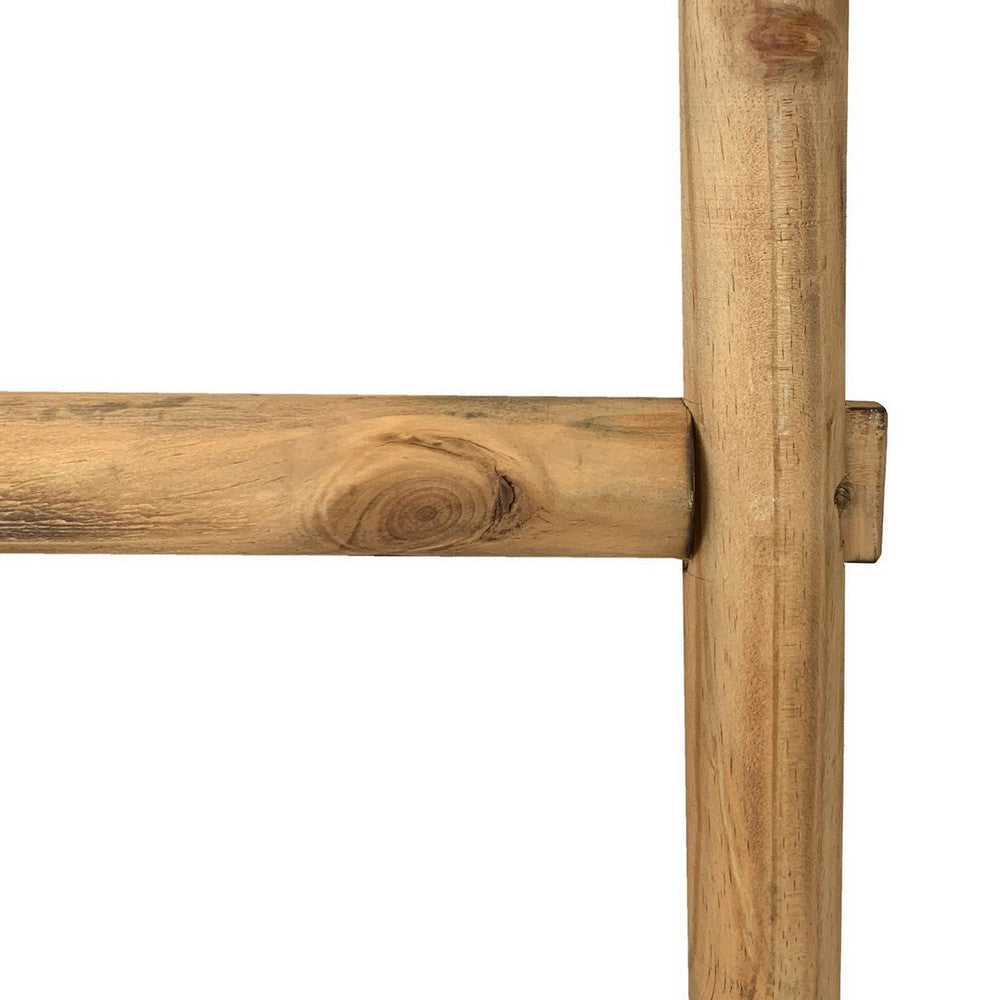 59 Inch Wooden Decorative Ladder with 5 Steps, Brown - BM238296