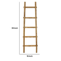 59 Inch Wooden Decorative Ladder with 5 Steps, Brown - BM238296