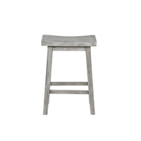 Saddle Design Wooden Counter Stool with Grain Details, Gray - BM239730