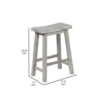 Saddle Design Wooden Counter Stool with Grain Details, Gray - BM239730