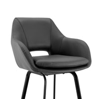 26 Inch Leatherette and Metal Swivel Counter Stool, Black and Gray - BM248190