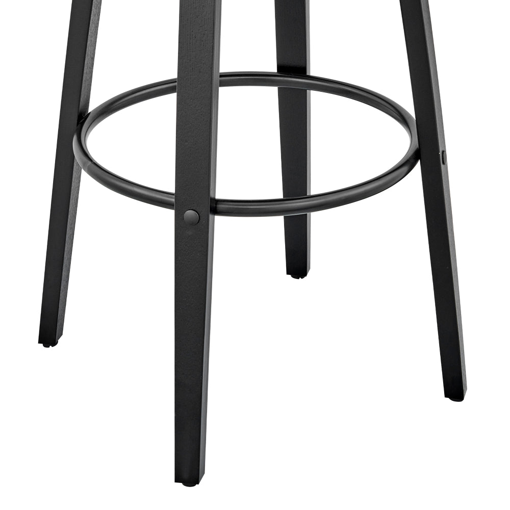 26 Inch Leatherette Barstool with Curved Back, Gray and Black - BM248268