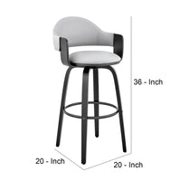 26 Inch Leatherette Barstool with Curved Back, Gray and Black - BM248268