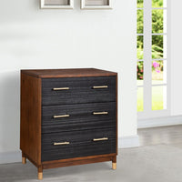 Chest with 3 Drawers and Round Legs, Brown and Black - BM261850