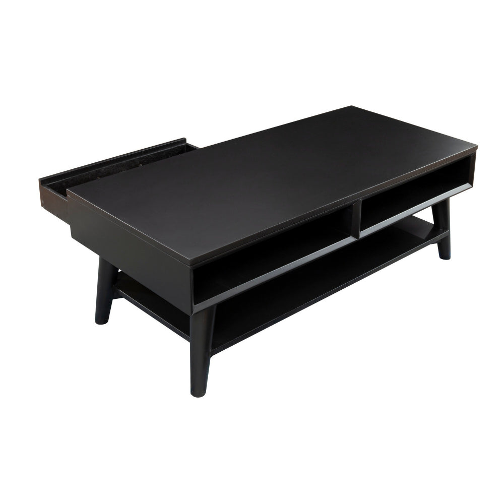 Coffee Table with 1 Drawer and Open Shelf, Black - BM261879