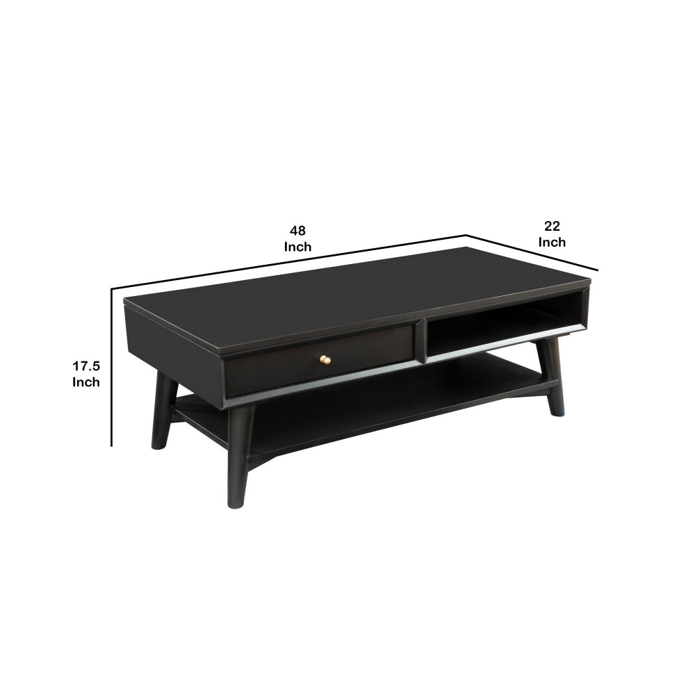 Coffee Table with 1 Drawer and Open Shelf, Black - BM261879
