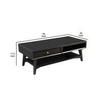 Coffee Table with 1 Drawer and Open Shelf, Black - BM261879
