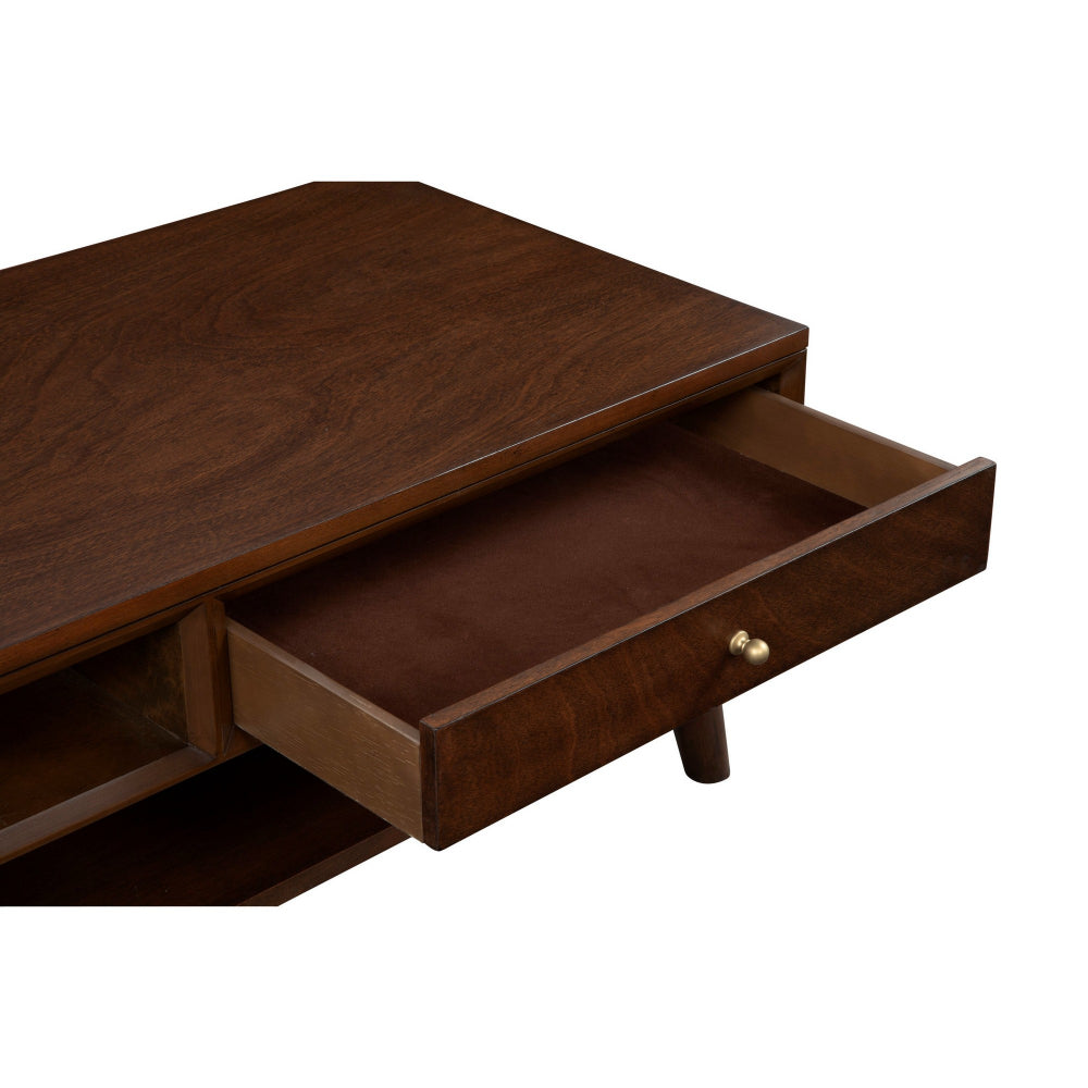 Coffee Table with 1 Drawer and Open Shelf, Walnut Brown - BM261891