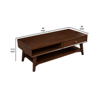 Coffee Table with 1 Drawer and Open Shelf, Walnut Brown - BM261891