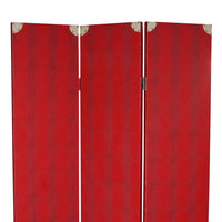 Transitional 3 Panel Wooden Screen with Nailhead Trim, Red - BM26603