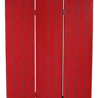 Transitional 3 Panel Wooden Screen with Nailhead Trim, Red - BM26603