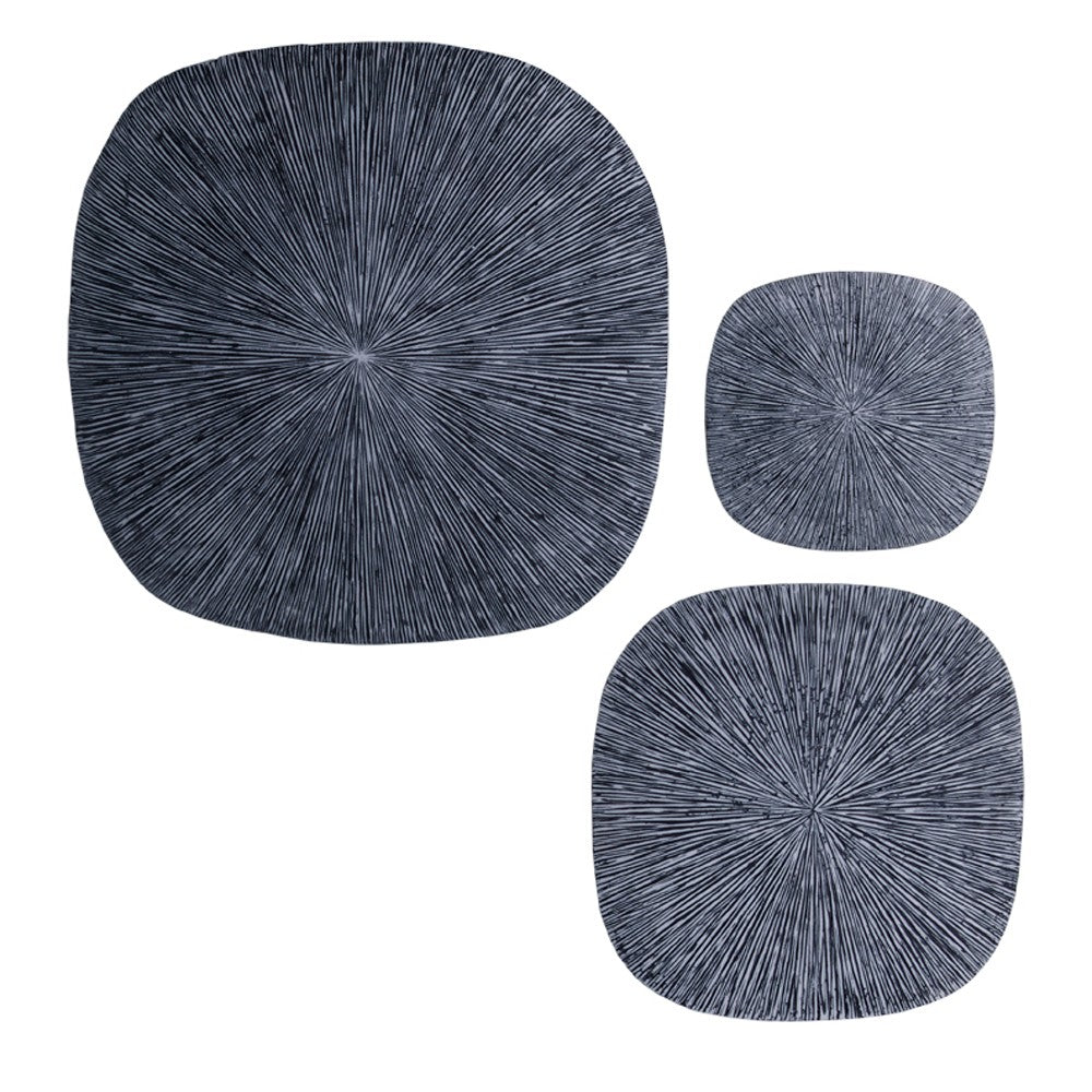 Transitional Ribbed Square Shaped Sandstone Wall Art, Large, Gray - BM26630