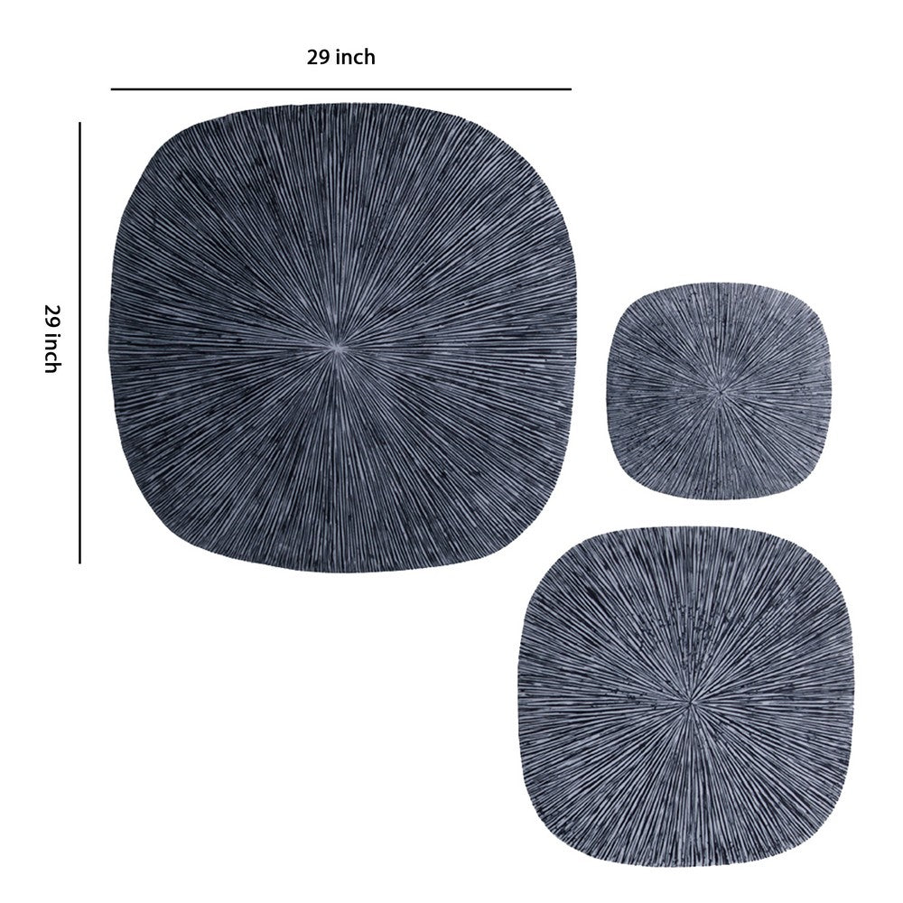 Transitional Ribbed Square Shaped Sandstone Wall Art, Large, Gray - BM26630