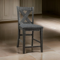 Chair with High X Shaped Back and Nailhead Trim, Set of 2, Brown - BM266488