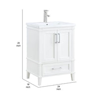 Wooden Sink Cabinet with Ceramic Basin, white - BM269582