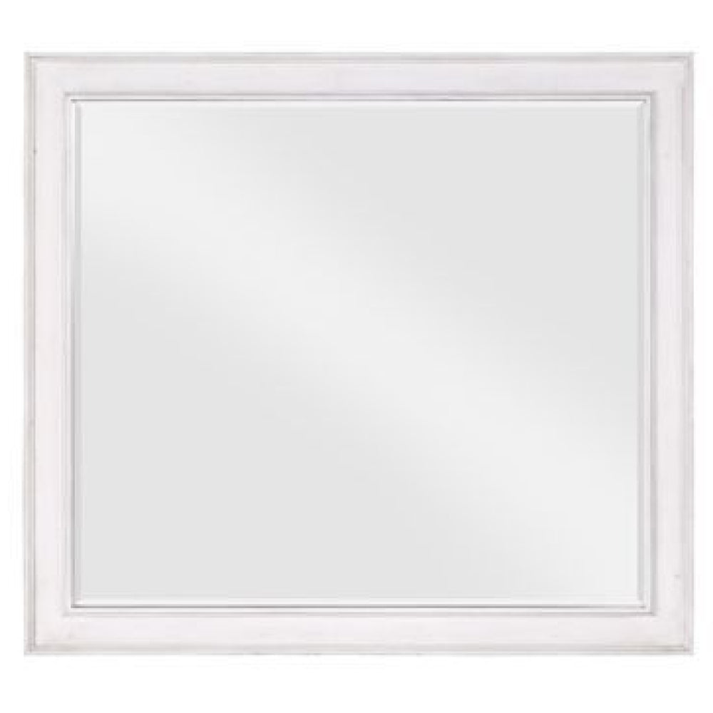 42 Inch Wall Mirror, Molded Sleek Wood Frame, White - BM275060