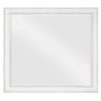 42 Inch Wall Mirror, Molded Sleek Wood Frame, White - BM275060