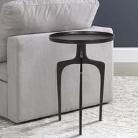 22 Inch Metal Round Accent Table, Three Curved Legs, Antique Brown - BM277047