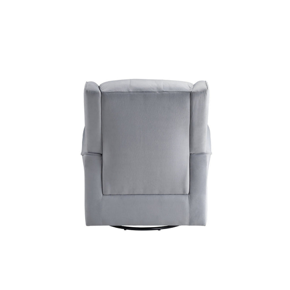 35 Inch Accent Swivel Chair, Glider, Tufted Back, Gray - BM279090
