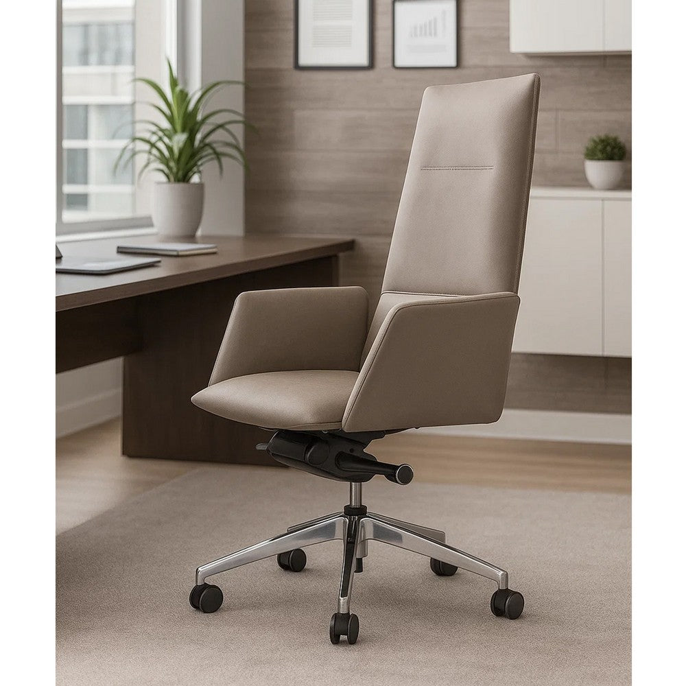Cid 24 Inch Modern Office Chair, Knee Tilt, Sleek Tall Back, Gray - BM279513