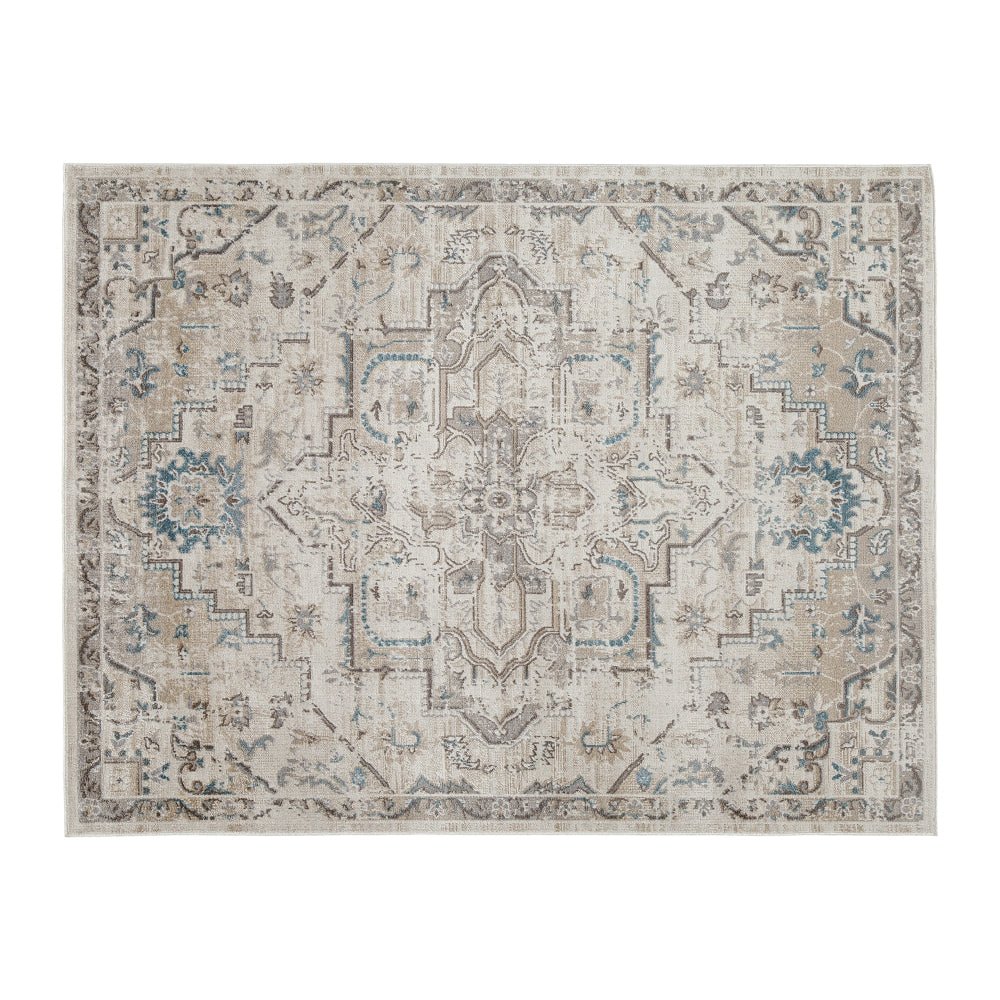 Tyra 5 x 7 Medium Soft Polyester Fabric Floor Area Rug, Washable, Medallion Pattern, Multicolor - BM279715