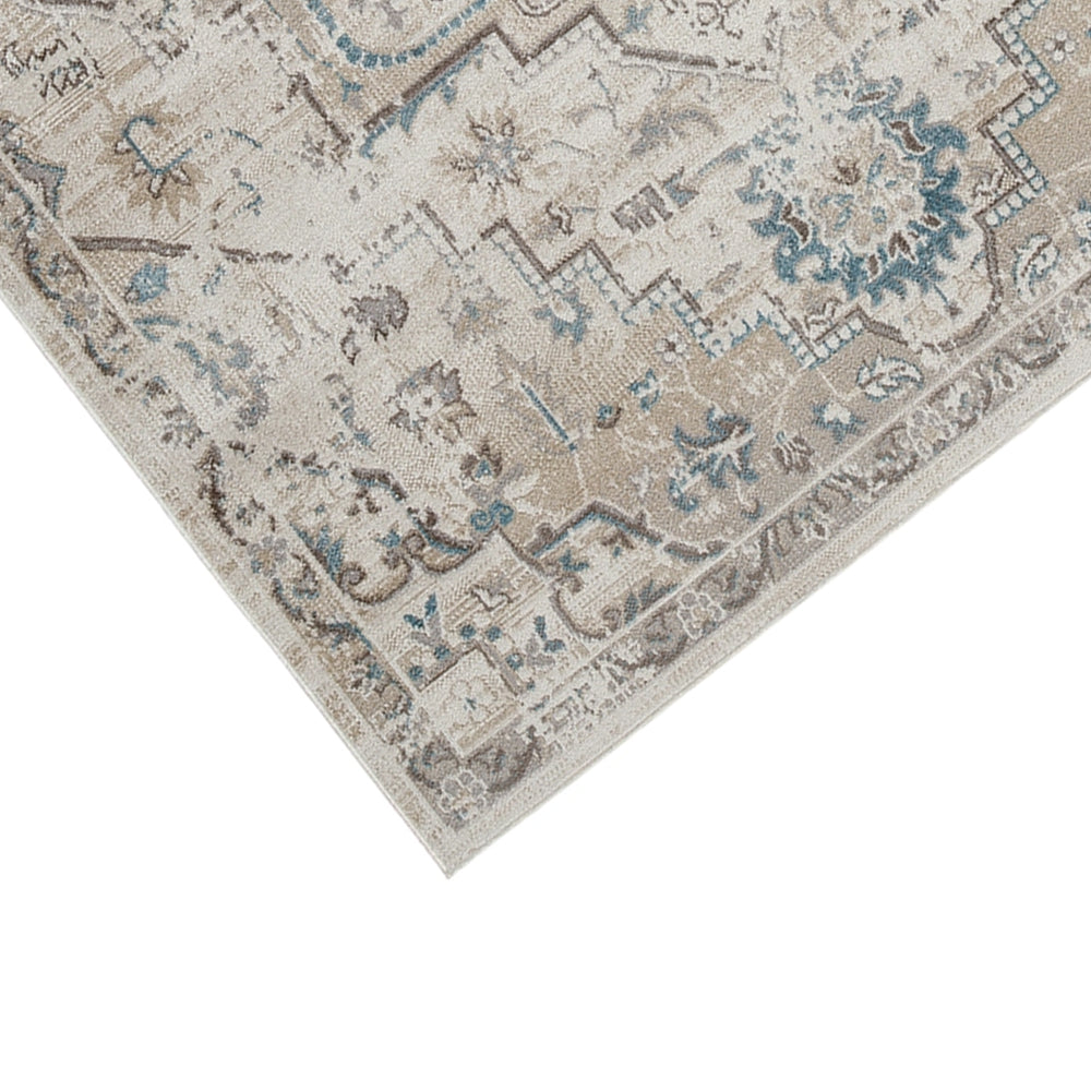 Tyra 5 x 7 Medium Soft Polyester Fabric Floor Area Rug, Washable, Medallion Pattern, Multicolor - BM279715