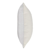 26 x 26 Accent Throw Pillow, Faux Leather Center, Fringed, White, Gray By Casagear Home