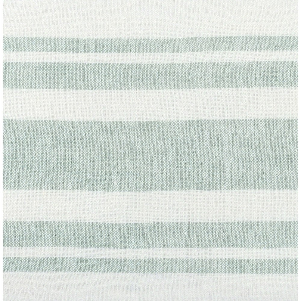 22 Inch Square Linen Accent Throw Pillow, Stripe Design, Eucalyptus, White By Casagear Home