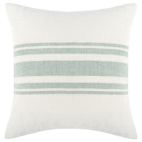 22 Inch Square Linen Accent Throw Pillow, Stripe Design, Eucalyptus, White By Casagear Home