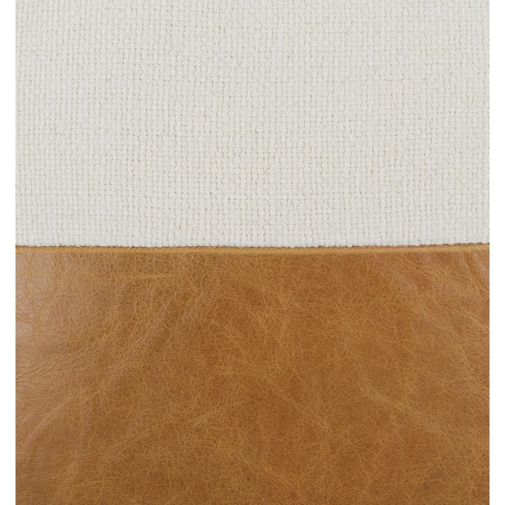 20 x 20 Throw Pillow, Genuine Leather Cover, Dual Tone, Brown and White By Casagear Home