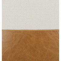 20 x 20 Throw Pillow, Genuine Leather Cover, Dual Tone, Brown and White By Casagear Home
