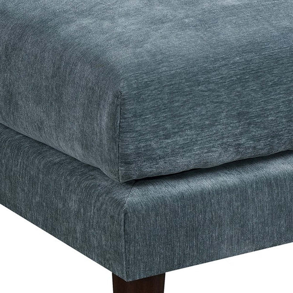 Rio 32 Inch Modular Ottoman, Box Cushion Seat, Wood Legs, Slate Blue Fabric - BM284327