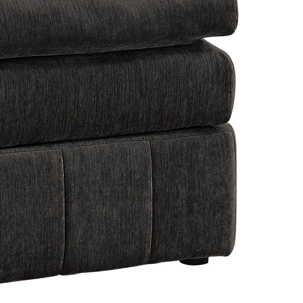 Luna 33 Inch Modular Ottoman, Three Layer Plush Cushioned Seat, Dark Gray - BM284333