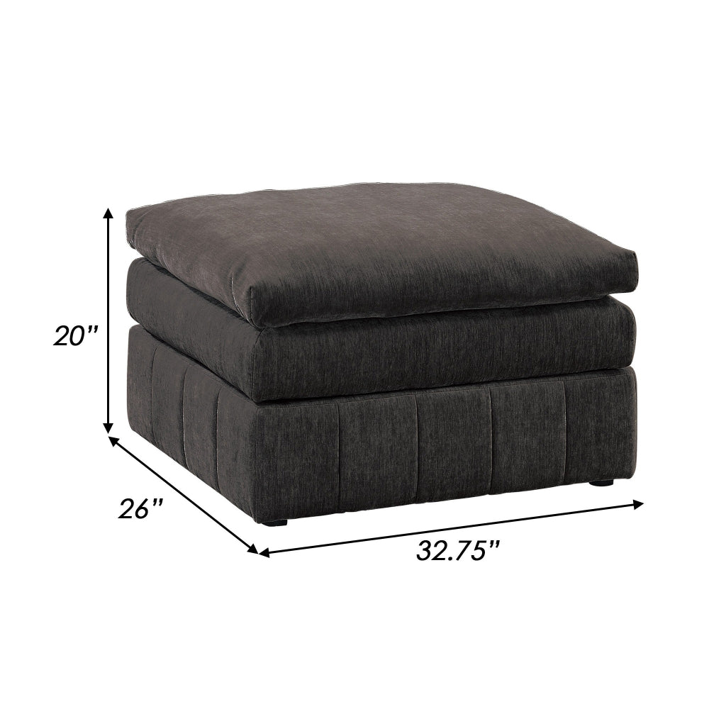 Luna 33 Inch Modular Ottoman, Three Layer Plush Cushioned Seat, Dark Gray - BM284333