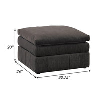 Luna 33 Inch Modular Ottoman, Three Layer Plush Cushioned Seat, Dark Gray - BM284333
