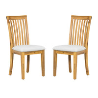 21 Inch Fabric Dining Side Chair, Slatted Back, Set of 2, Gray, Brown - BM284756