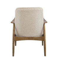 28 Inch Fabric Upholstered Accent Armchair, Birch Wood, Off White, Brown - BM284776