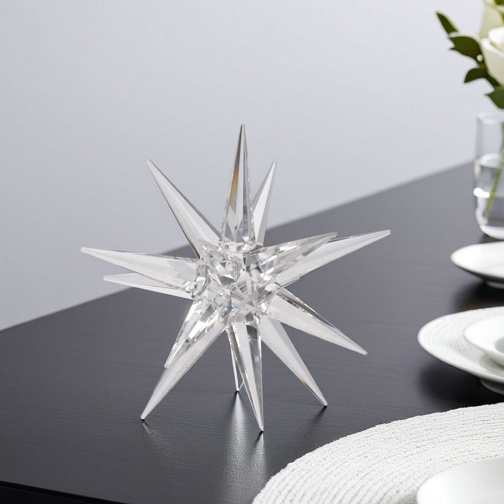 8 Inch Glass Star Accent Decor for Tabletop, Elegant Clear Crystalline - BM284972